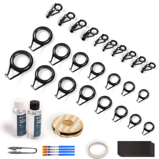 Fishing Rod Eyelet Repair Kit for Fishing Pole Eye Replacement with Rod Guides,Tips and Epoxy Glue