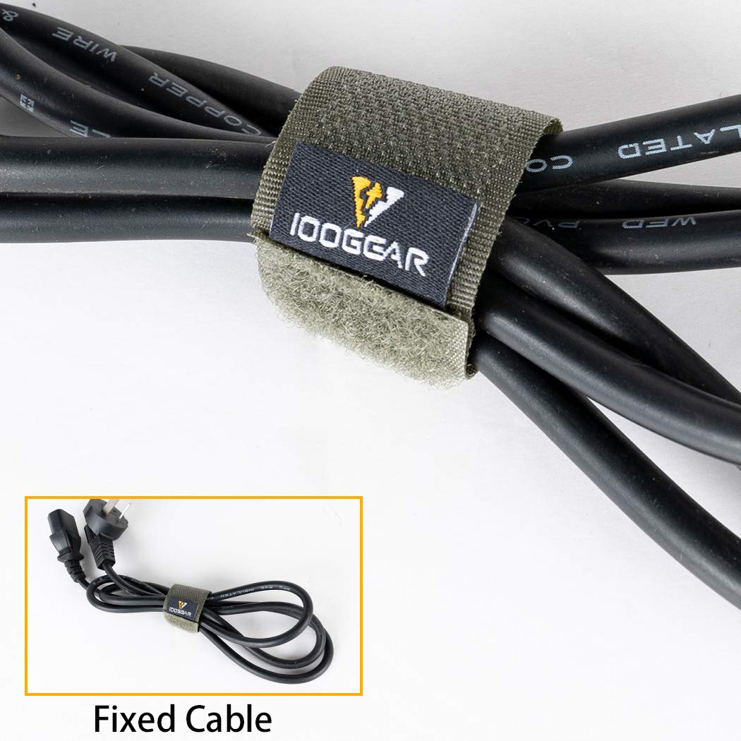 IDOGEAR Tactical fastening Binding Strap Hook & Loop reusable strap (Ranger Green, Small(2 pcs)+Medium(2 pcs)