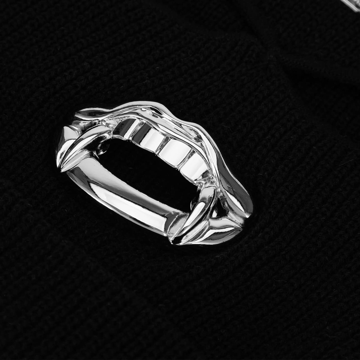 3 Hole Knitted Ski Mask Beanie - Full Face Winter Warm Balaclava with Fangs Design for Men & Women White