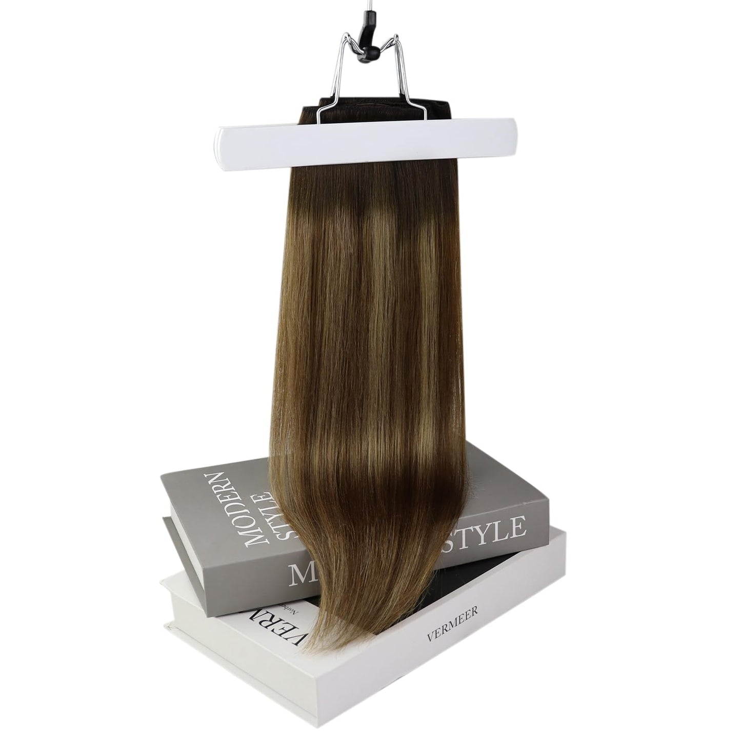 Full Shine Balayage Hair Extensions Real Human Hair Short Hair Extensions Clip ins Ombre Dark Brown to Medium Brown Mix Honey Blonde Hair Clip in Extensions for Women 12 Inch 8 Pcs 95 g