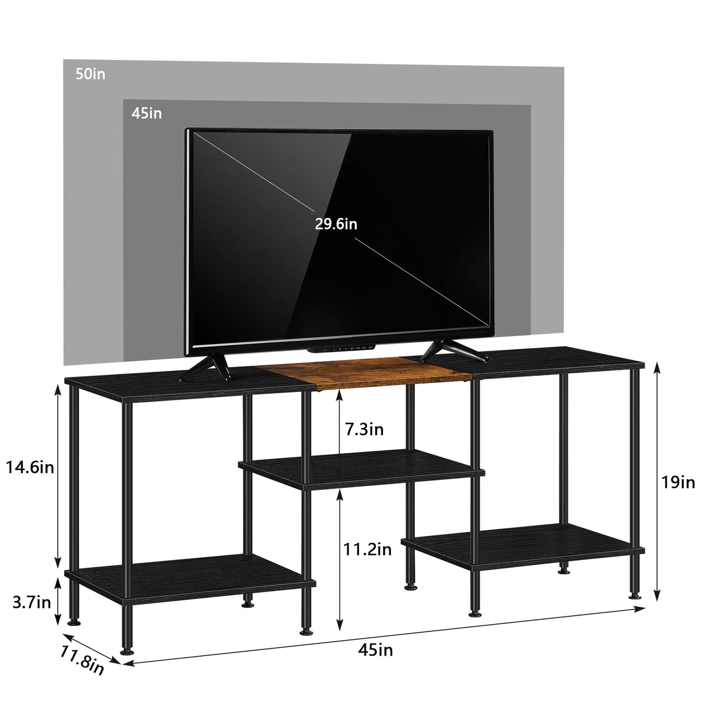 50 Inch TV Stands for Living Room Black Entertainment Center with Storage for 50 43 40 32 Inch TV Console Table for Bedroom Office