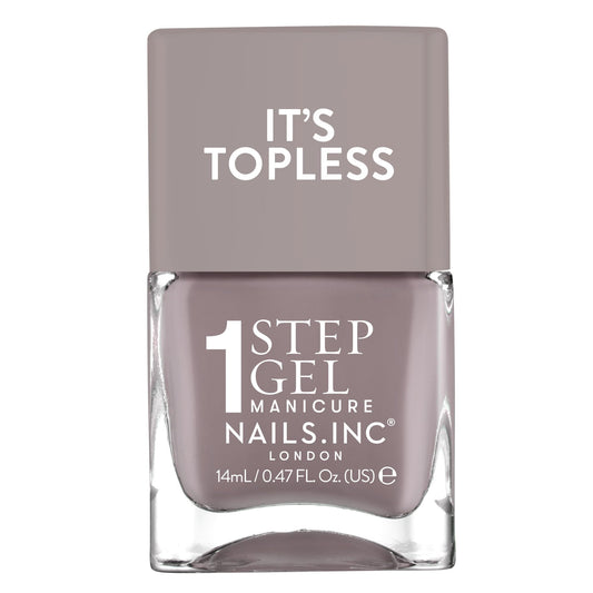 Nails Inc It's Topless Gel Nail Polish, 4-in-1 Base Coat, Treatment, Color & Top Coat, Long Lasting, Strong, Chip Free Nails, Glossy Salon Quality Manicure At Home, Vegan, Cruelty Free, Shade Megan