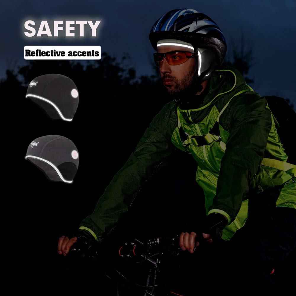 EMPISPORTS Thermal Helmet Liner Skull Cap Ears Windproof Protection Winter Warm Cycling Running Skiing Beanie Winter (Black + DK Grey Mel., 2)