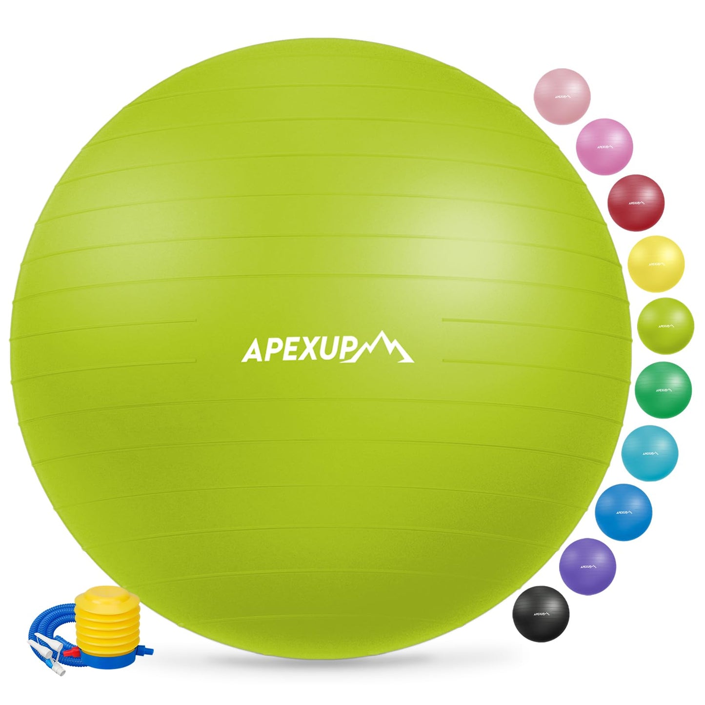 APEXUP Yoga Ball Exercise Ball, Anti Slip Stability Ball Chair, Heavy Duty Large Gym Ball for Fitness, Balance, Core Workout and Physical Therapy (S (15"~18") 45cm, Green)