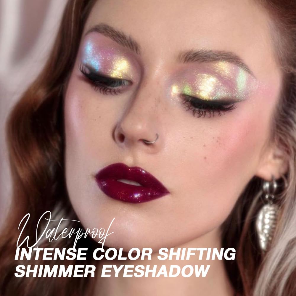 evpct Mermaid Chameleon Eyeshadow Palette Duochrome MultiChrome Makeup, White Gold Glitter Shimmer Loose Eyeshadow Palette High Pigments Chameleon Chrome Holographic Eyeshadow MultiChrome