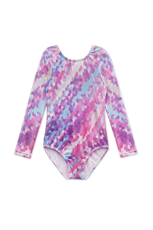 EQSJIU mosaic leotards gymnastics for girls long sleeve 4t 5t toddler outfits purple pinkish pink blue gold for fall winter spring sparkle