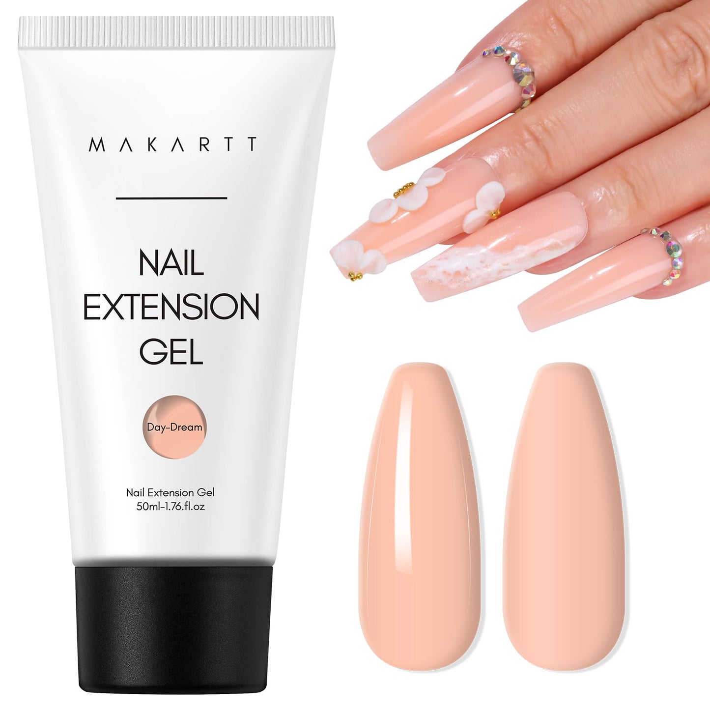 Makartt Poly Nail Gel: 50ML Nude Nature Day-dream Classic Colored Gels Builder for Extension Strengthener-Long-Lasting and Easy to Use Supplies for Trendy Design Salon Home Manicure