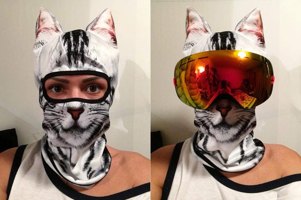AXBXCX 3D Animal Ears Balaclava Winter Warmer Face Mask for Skiing Snowboarding Snowmobile Halloween Christmas American Shorthair Cat #1