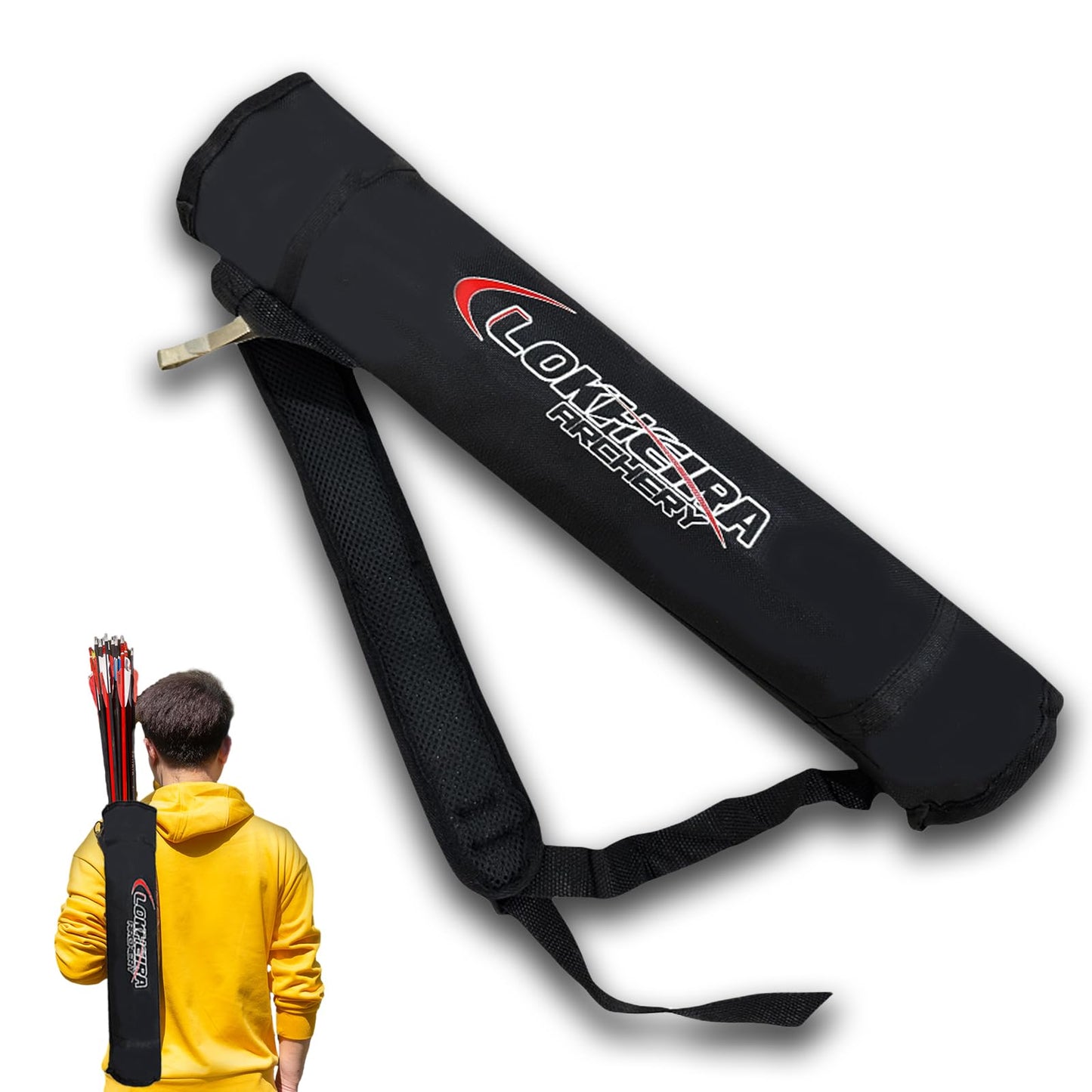 Arrow Quiver, Archery Lightweight Back Arrow Quiver Dual Use Foldable Compact Hip Arrows Bag for Recurve Bow Compound Target Practice Nylon Arrow Bag（Black）