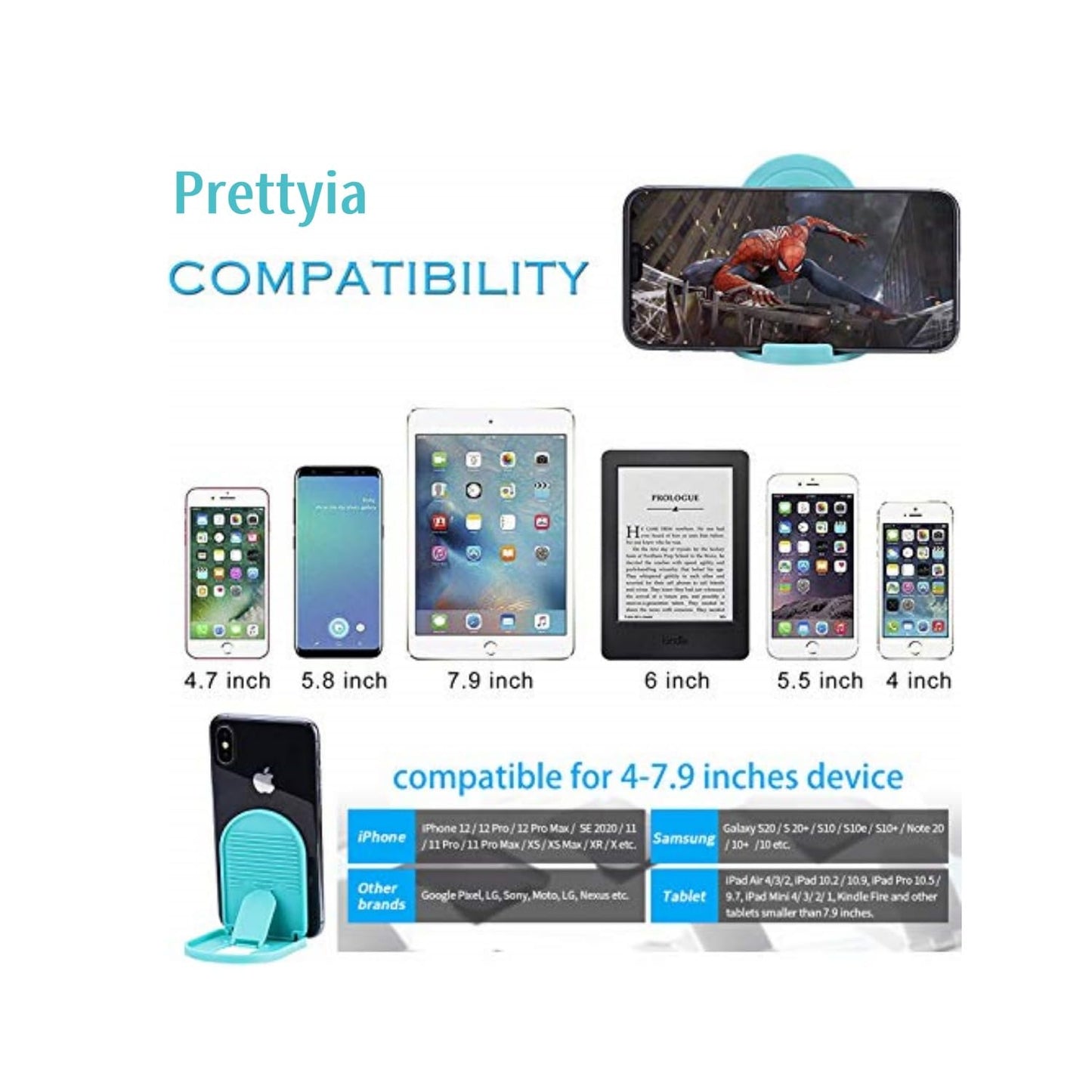 Cell Phone Stand, 6pack Portable Foldable Desktop Cell Phone Holder Adjustable Universal Multi-Angle Cradle for Desk Tablet iPad Mini iPhone X/8/7 Plus/7/6s/6 Samsung Galaxy, Black, White, Blue