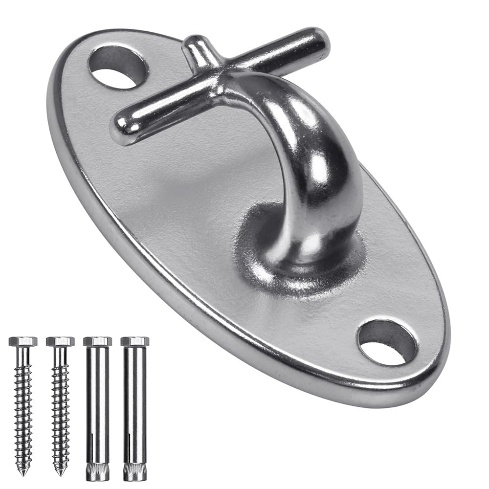 BeneLabel Wall Mount Bracket for Suspension Training - Heavy Duty Stainless Steel Hook for Resistance Bands, Olympic Rings, Battle Ropes, Yoga Swings and More - Indoor Outdoor Use - 2000 lbs Capacity