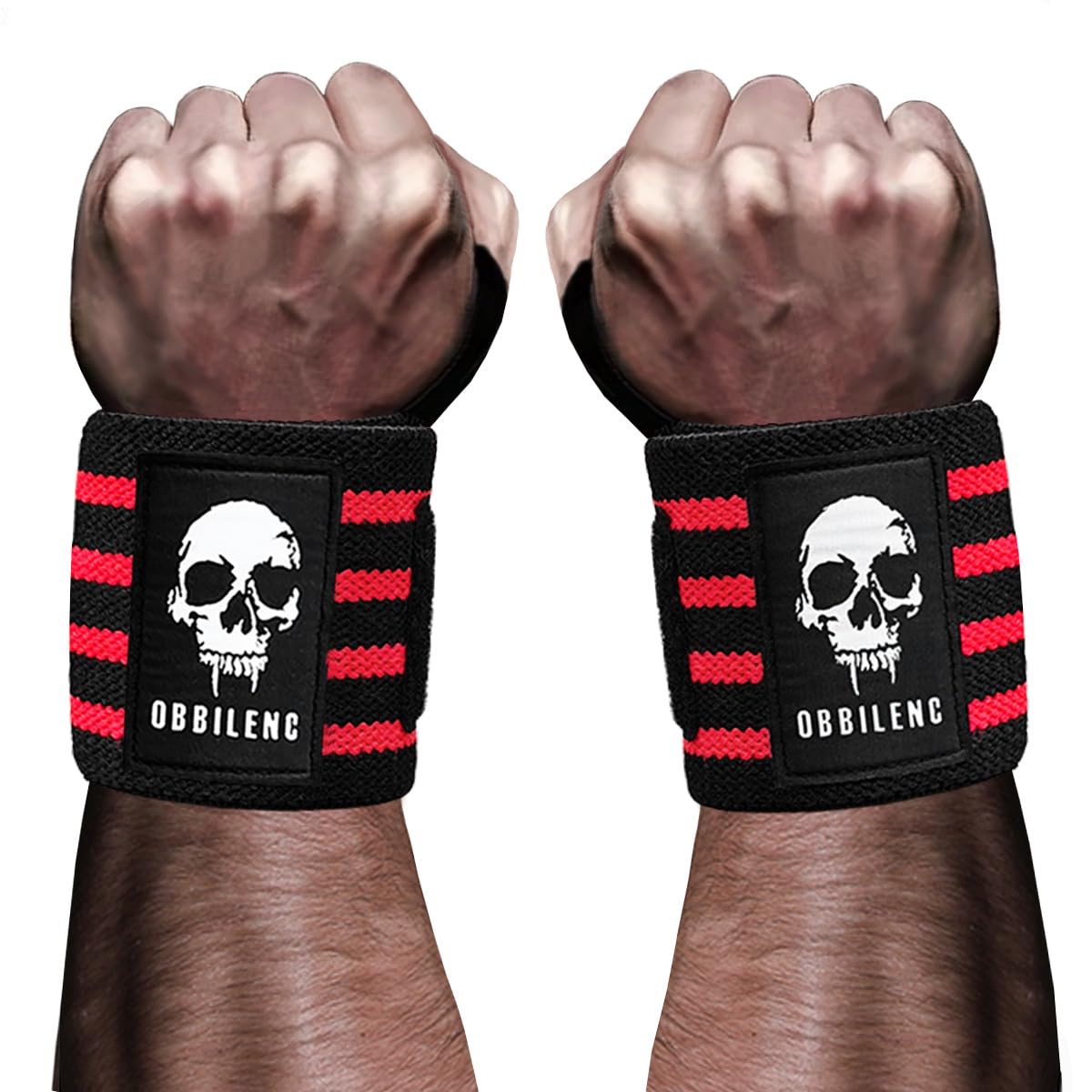 OBBILENC Gym Wrist Wraps, Weightlifting Wrist Straps for Men and Women, Heavy Duty Elastic Cotton Wrist Support Straps for Weight Lifting, Strength Training, Gymnastics and Bodybuilding, Glory Red