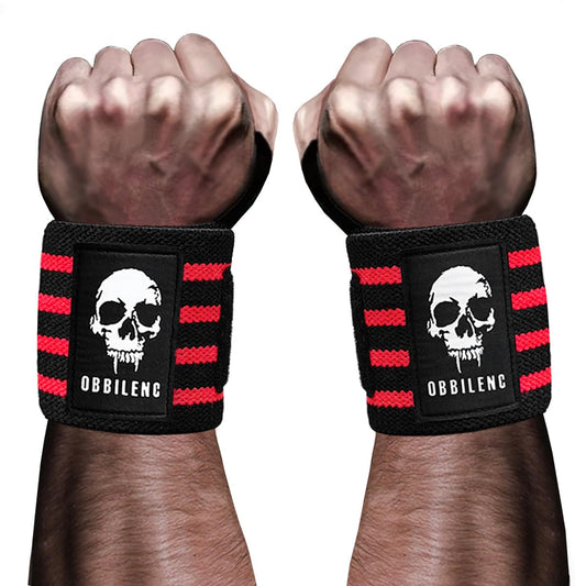 OBBILENC Gym Wrist Wraps, Weightlifting Wrist Straps for Men and Women, Heavy Duty Elastic Cotton Wrist Support Straps for Weight Lifting, Strength Training, Gymnastics and Bodybuilding, Glory Red
