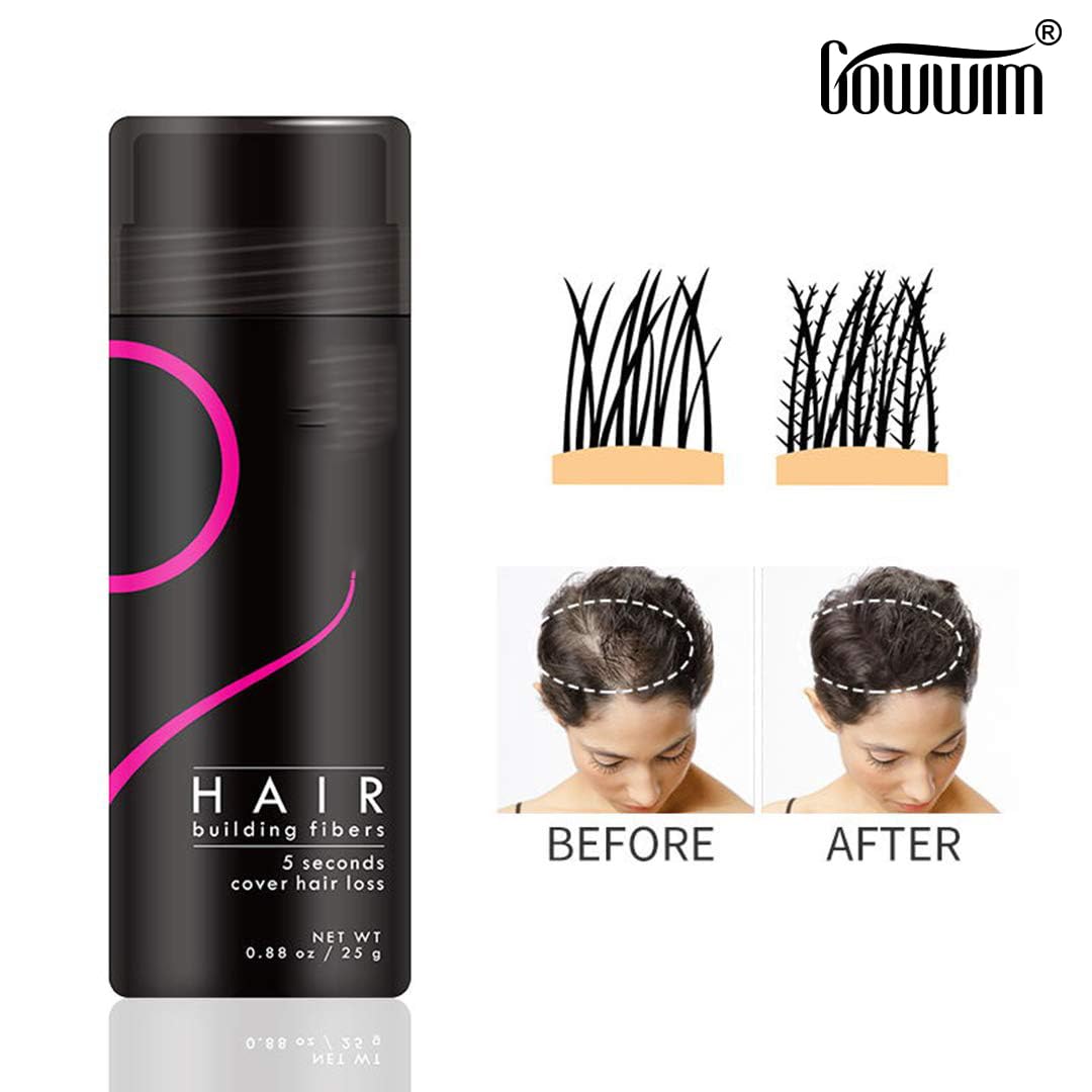 Hair Fibers Hair Building Fibers 100% Undetectable Hair Fuller Thicker,Instantly Cover Sparse Hair 25g/0.88oz (black)