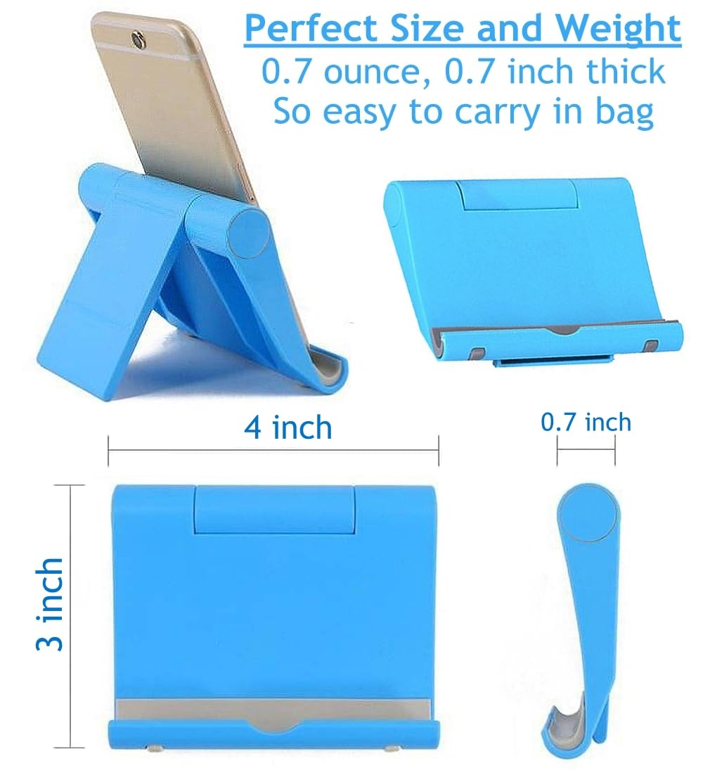 JUSDIQIR Cell Phone Stand for Desk 2 Pack Mobile Phone Holders Desktop Tablet Stand, Foldable Phone Dock Universal Adjustable Tablet Stand for Desk (Pink+Purple)