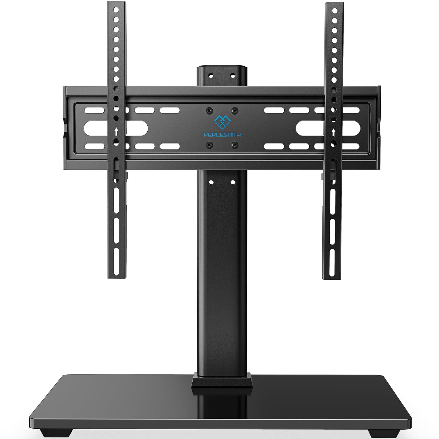 PERLESMITH Universal TV Stand, Table Top TV Stand for 32-60 inch TVs & Monitors, Height Adjustable TV Mount Stand Holds up to 88 lbs with Tempered Glass Base & Wire Management, VESA 400x400mm PSTVS04