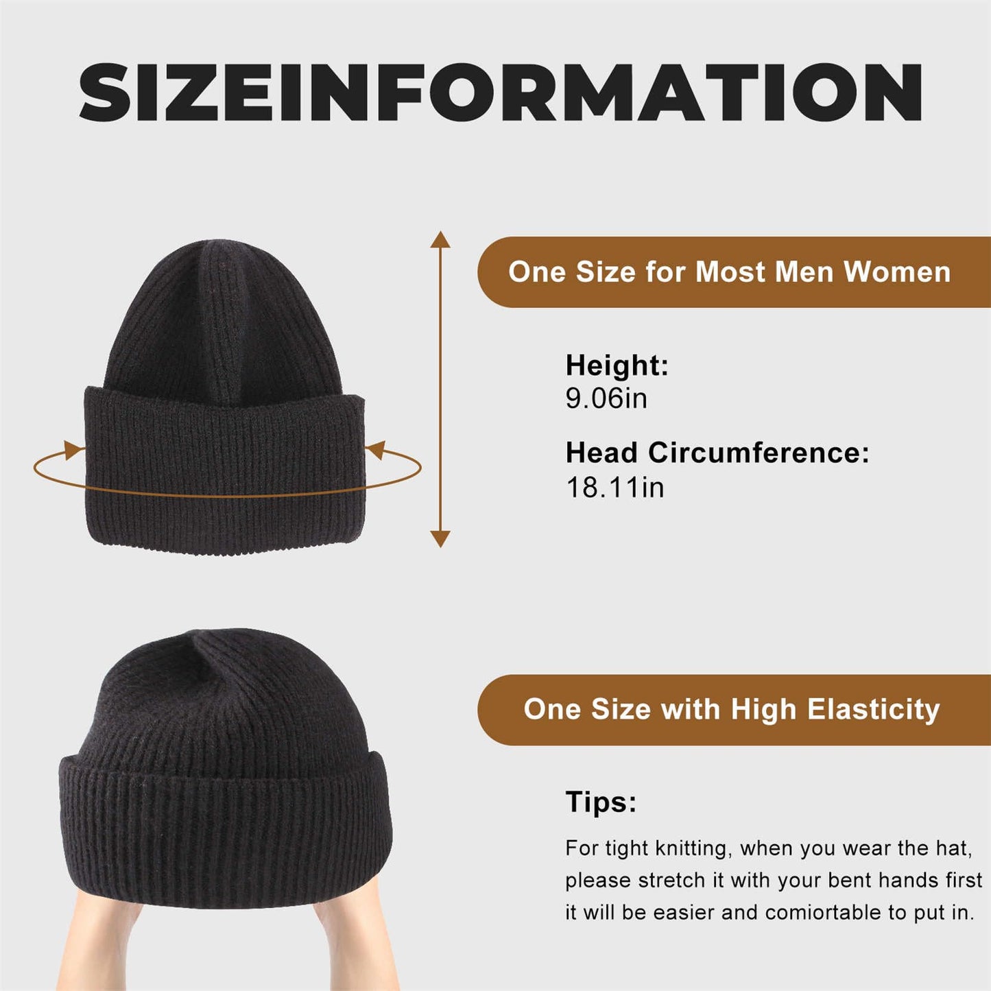 Three Layers of Cuffs Knit Red Beanies Hats Men Mens Warm Winter Red Beanie Hats for Women Hat Ski Hat Cap (Bright Red)