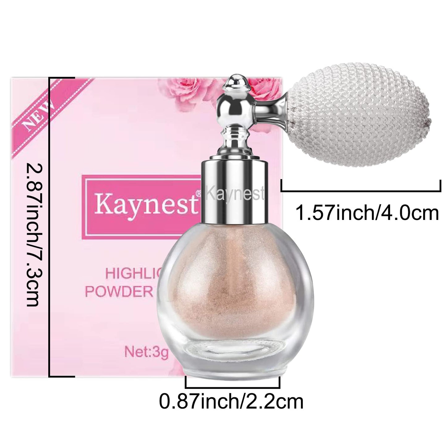 Nude Pink Highlighter Spray, Loose Shimmer Powder High Gloss Makeup Mist for Body, Face, Hair, Long Lasting Glitter Hairspray for Festive Party, Stage Shows, Nightclubs, Bar (#3)