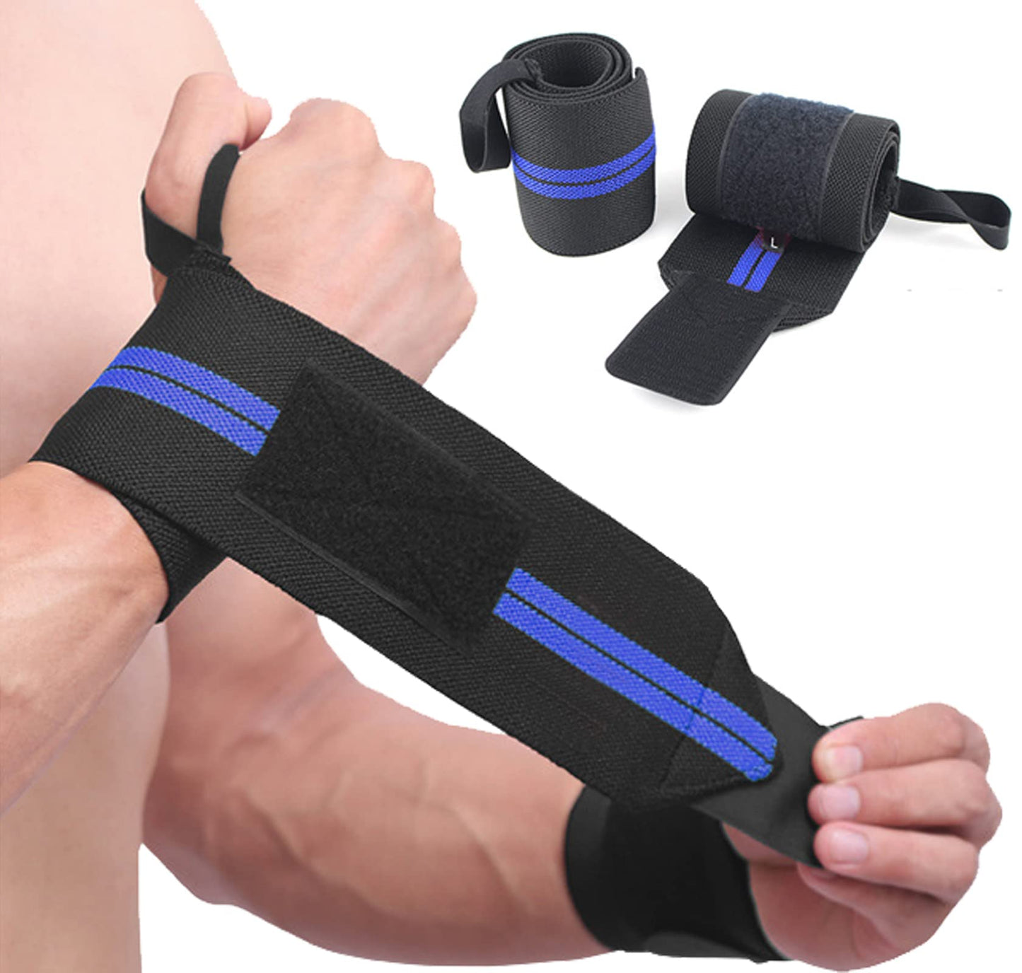 SUJAYU Wrist Wraps, 2 Pack Wrist Brace Wrist Straps for Weightlifting, Wrist Straps Lifting Straps Wrist Weights Carpal Tunnel Wrist Brace, Wrist Brace for Working Out Gym Accessories for Men (Blue A)