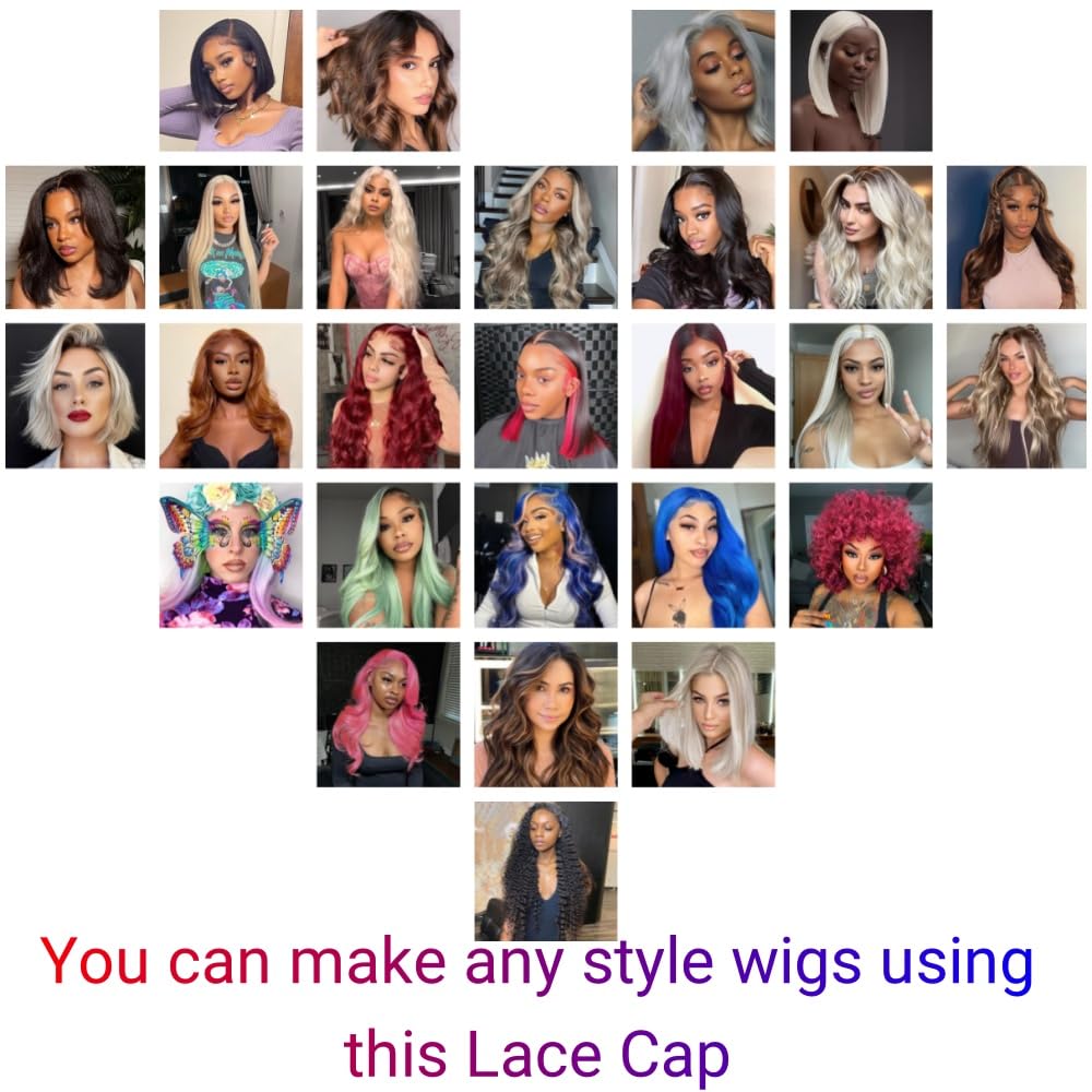 FENJUN HAIR 13x6 Lace Front Wig Caps for Making Wigs with Adjustable Straps Swiss Lace Medium Brown and Medium Size Glueless Weaving Cap Wig Base for Ventilating or Knotting