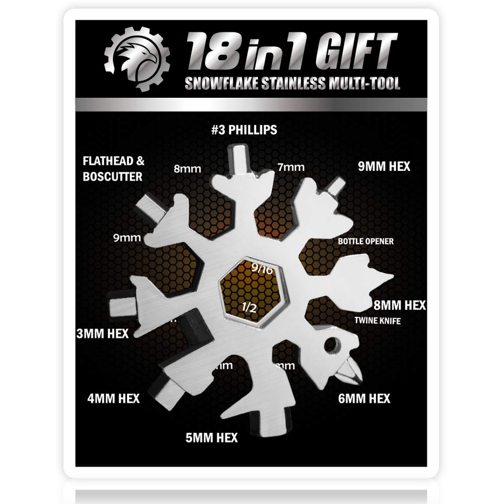 Saker 18-in-1 Snowflake Multi-Tool, 18 In 1 Incredible Tool – Easy N Genius - Saker 18-in-1 Stainless Steel Snowflakes Multi-Tool (SAKER SILVER)