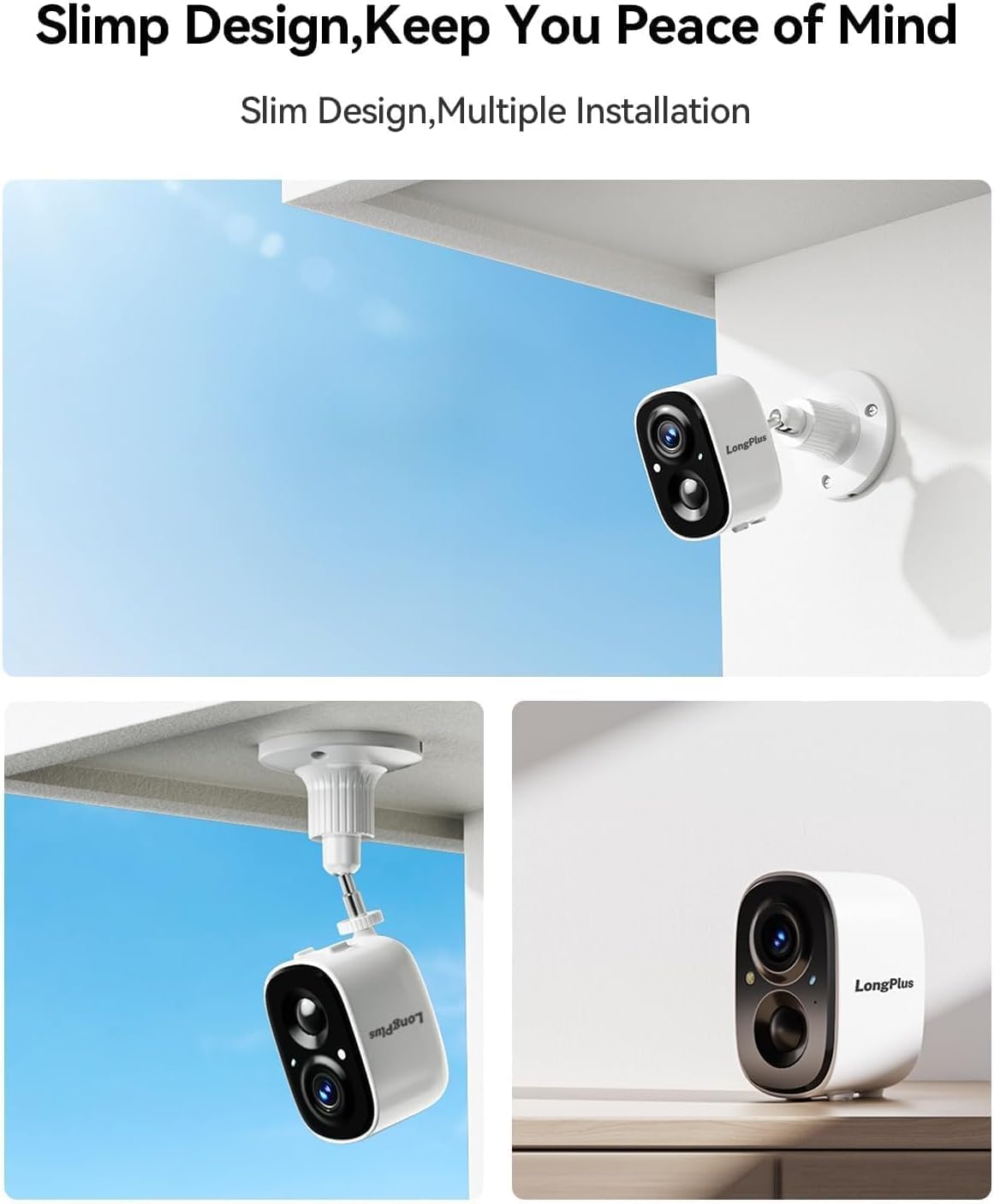 LongPlus Security Cameras Wireless Outdoor Camera Wireless Camera for Home Security, 2 Pack 2K Battery Powered WiFi Cameras with AI Motion Detection, 2-Way Talk, Cloud/SD Storage