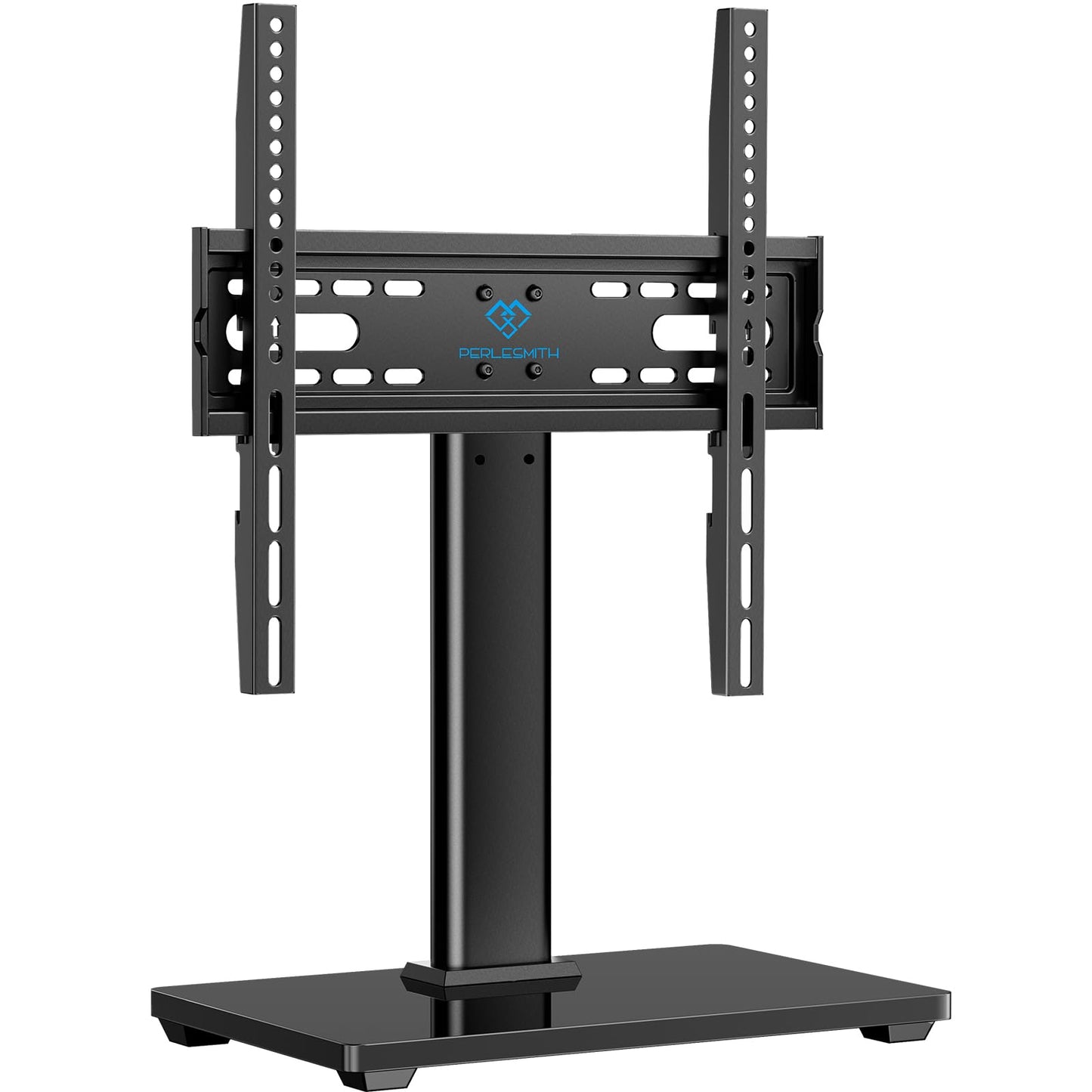 PERLESMITH Universal TV Stand, Table Top TV Stand for 32-60 inch TVs & Monitors, Height Adjustable TV Mount Stand Holds up to 88 lbs with Tempered Glass Base & Wire Management, VESA 400x400mm PSTVS04
