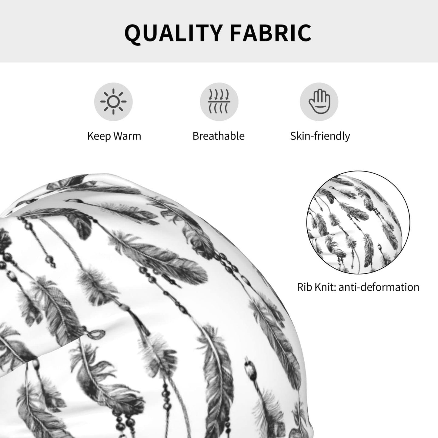 Native American Beanie,Indian Beanie Hats Stretch Scarf Head Wrap Winter Knit Hat for Women Men