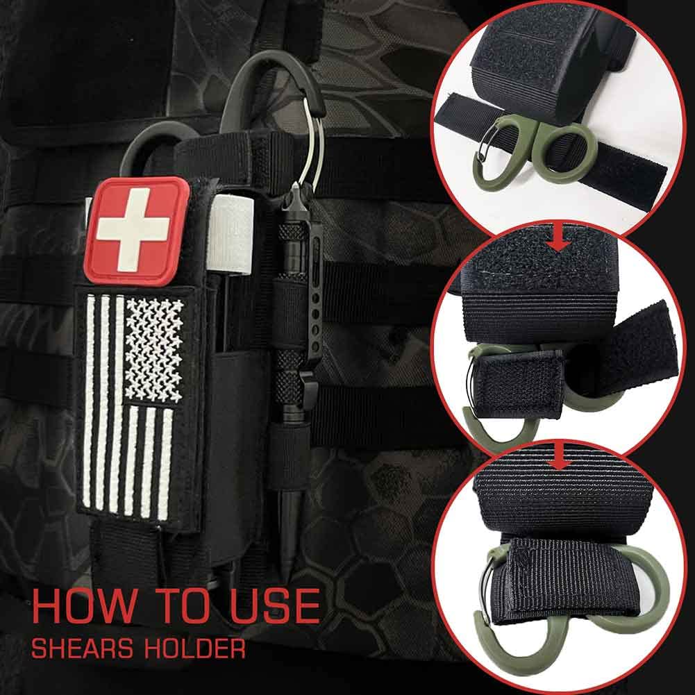 Molle TQ Tourniquet Pouch Holder & Tactical Trauma Medical Shear Flashlight Duty Belt Holster