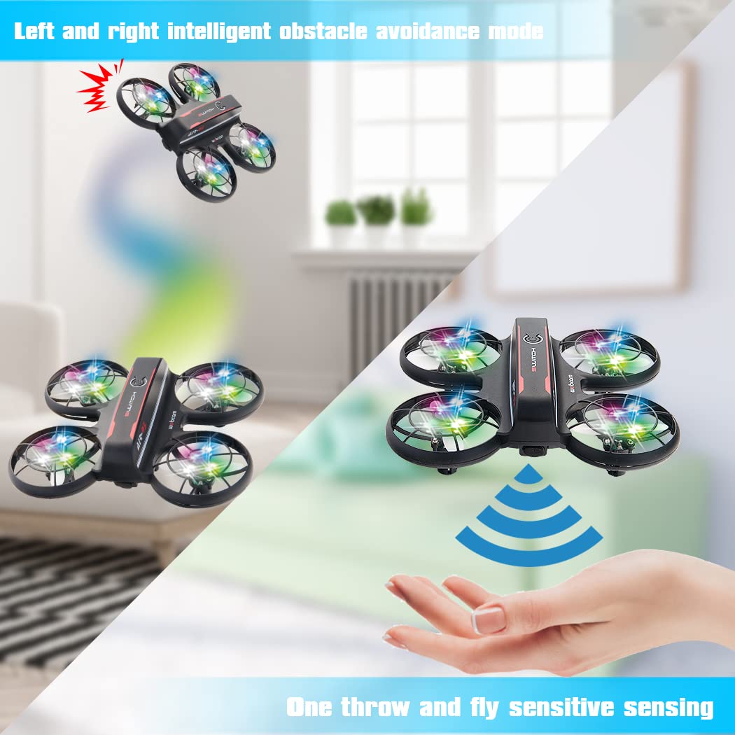 JIETENGFEI RC Drone with Altitude Hold and Headless Mode,Quadcopter with Blue&Green Light,Propeller Full Protect,2 Batteries and Remote Control,Easy to fly Kids Gifts Toys for Boys and Girls