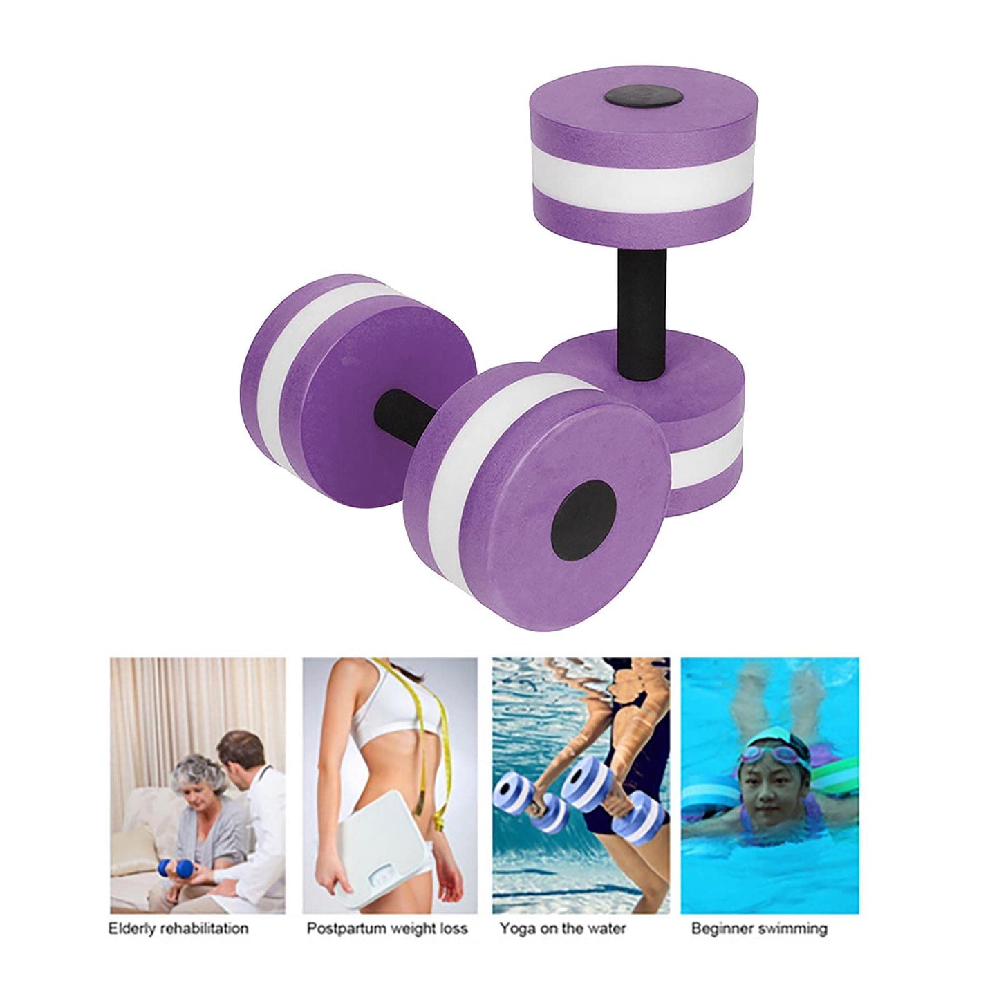 Lagukka Aquatic Dumbbell Set, 2PCS Water Dumbells Pool Resistance Water Fitness Equipment Foam Dumbbell Water Aerobics Fitness Equipment for Weight Loss Purple