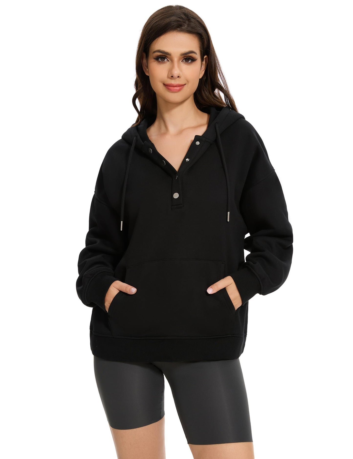 GRAMVAL Halloween Oversized Sweatshirts for Women Loose Fit Casual Long Sleeve Button Hooded Sweatshirt Hoodie with Pocket, Size XX-Large