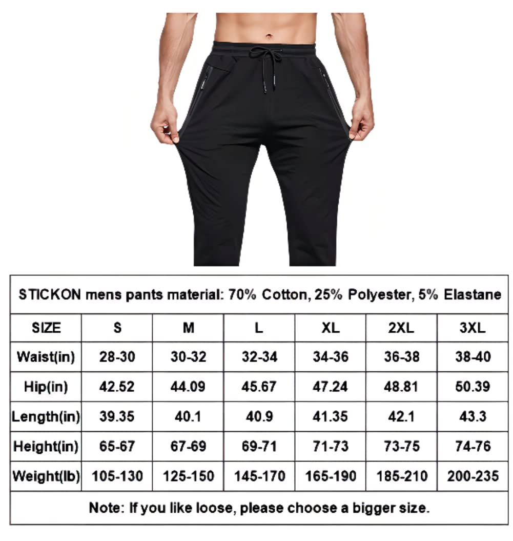 STICKON Mens Casual Joggers Sweatpants Closed Bottom Athletic Track Pants Winter Lounge Sweat Pants for Men with Zipper Pockets Green M