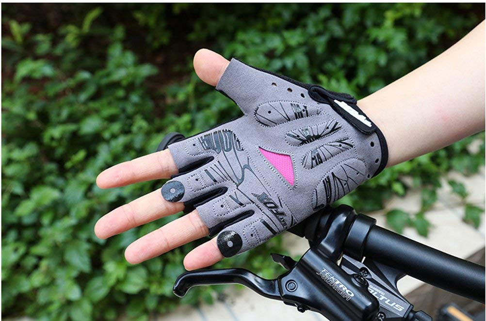 DuShow Cycling Gloves Women Half Finger Gel Padded Bike Gloves for Women Cycling Mountain Road Bicycle Biking Fingerless Gloves Anti-Slip Shock-Absorbing Bicycle Short Gloves(Pink,M)
