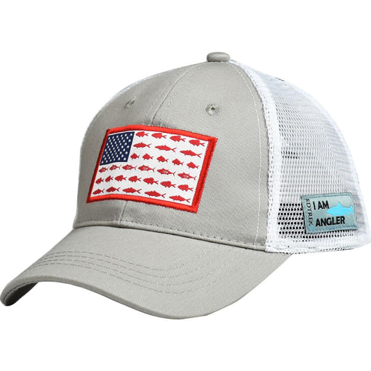 EDTREK Elite Youth Performance Mesh Hat - Boys Girls Hunting Hat and Fishing Hat (Cool Grey with Flag)