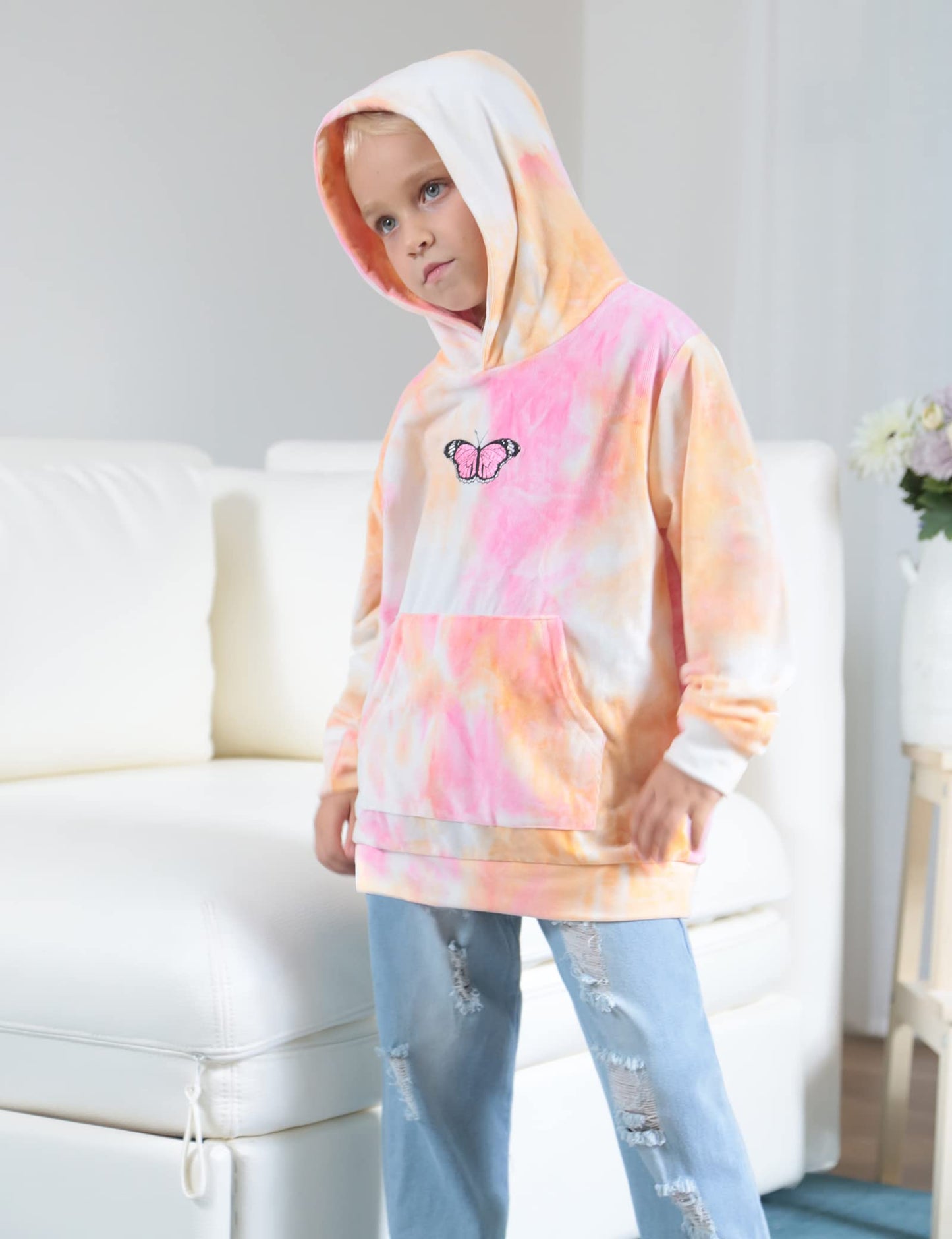 bilison Kids Toddler Girl Clothes Long Sleeve Tie Dye Hoodie Fall Winter little Girls Sweatshirt Pink