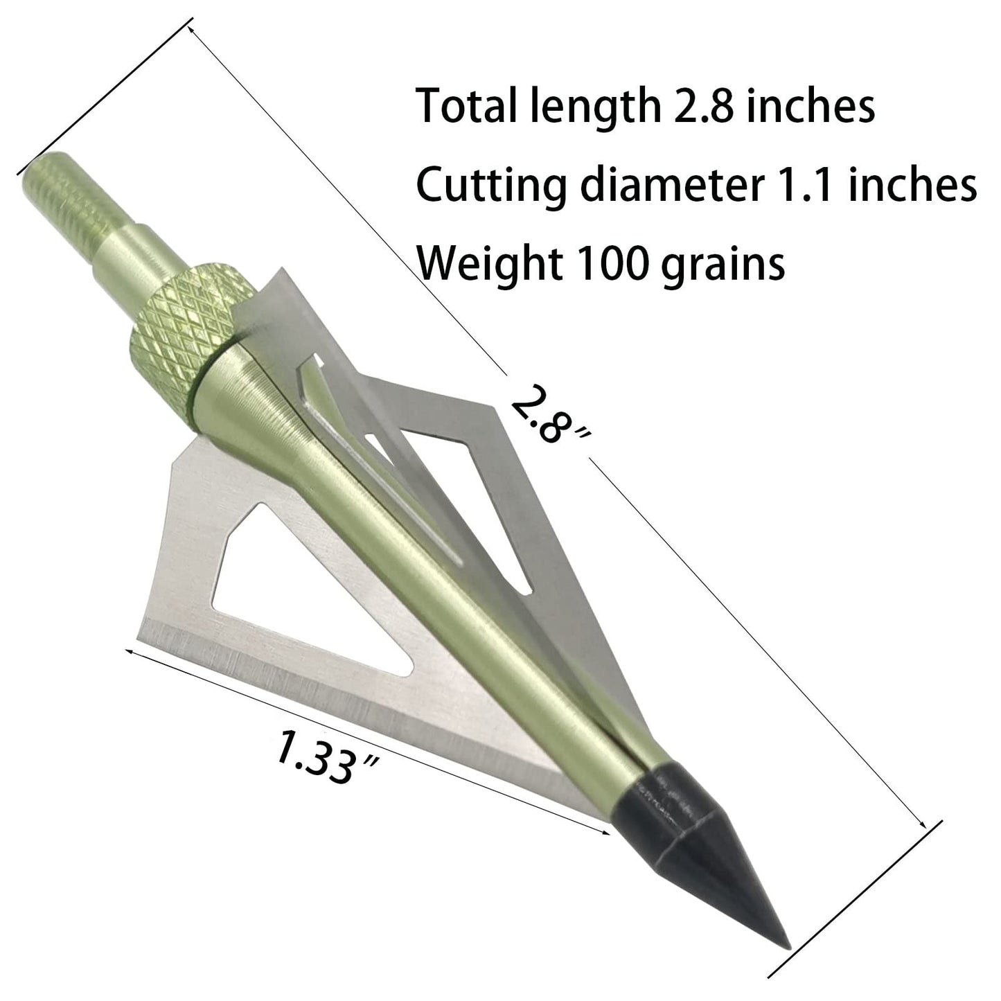 LeeMui Hunting Broadheads 12PK 100 Grains Screw-in Arrow Archery 3 Blades Hunting Heads Arrow Tips Compatible with Crossbow and Compound Bow + 1 PK Broadhead Storage Case (Grass Green)