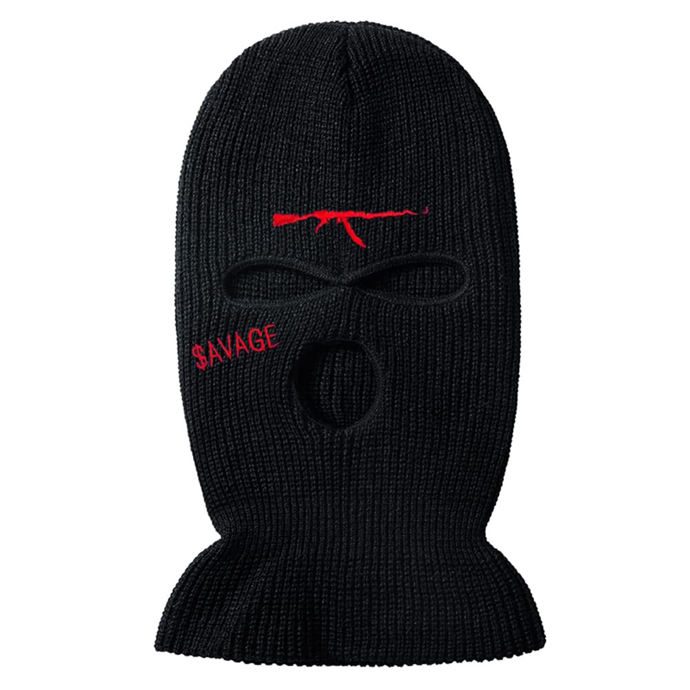 3 Hole Ak47 Ski Mask Full Face Warm Balaclava Winter Warmer Outdoor Sports Thermal for Men Women Black