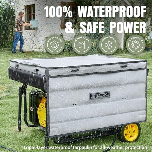 Generator Tent Cover while Running, 100% Waterproof Heavy Duty Tarps Generator Enclosure, Portable Outdoor Generator Sheds for outside for Most 4000w~13000w Generators Grey