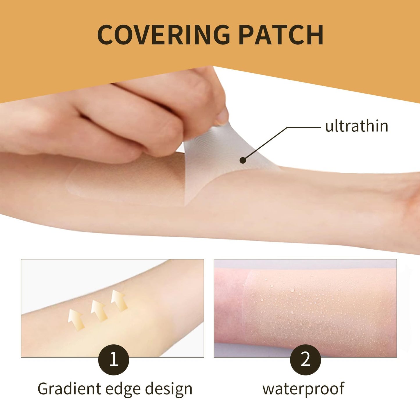 Tattoo Cover Up Tape, Invisible Concealer Patch Skin Tattoos Scars Concealer Cover Up Patch Invisible Waterproof Skin Color Cover Up Patch,6 Count (Pack Of 1)