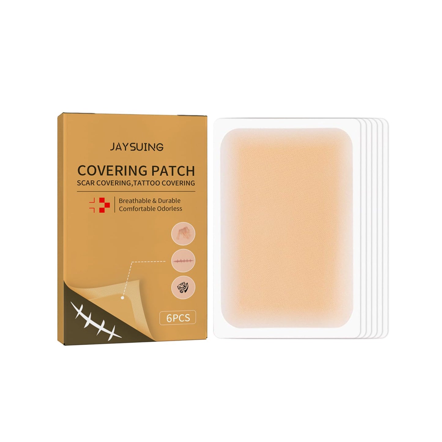 Tattoo Cover Up Tape, Invisible Concealer Patch Skin Tattoos Scars Concealer Cover Up Patch Invisible Waterproof Skin Color Cover Up Patch,6 Count (Pack Of 1)