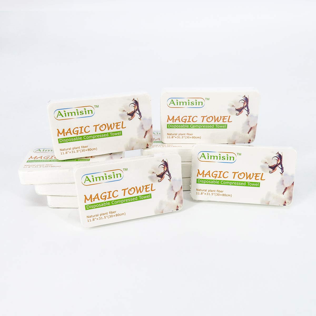 Aimisin Compressed Towels Disposable Soft Durable Towels 100% Cotton for Home Bathroom Travel Camping (M-11.8''x 31.5''-1pack(10pcs))