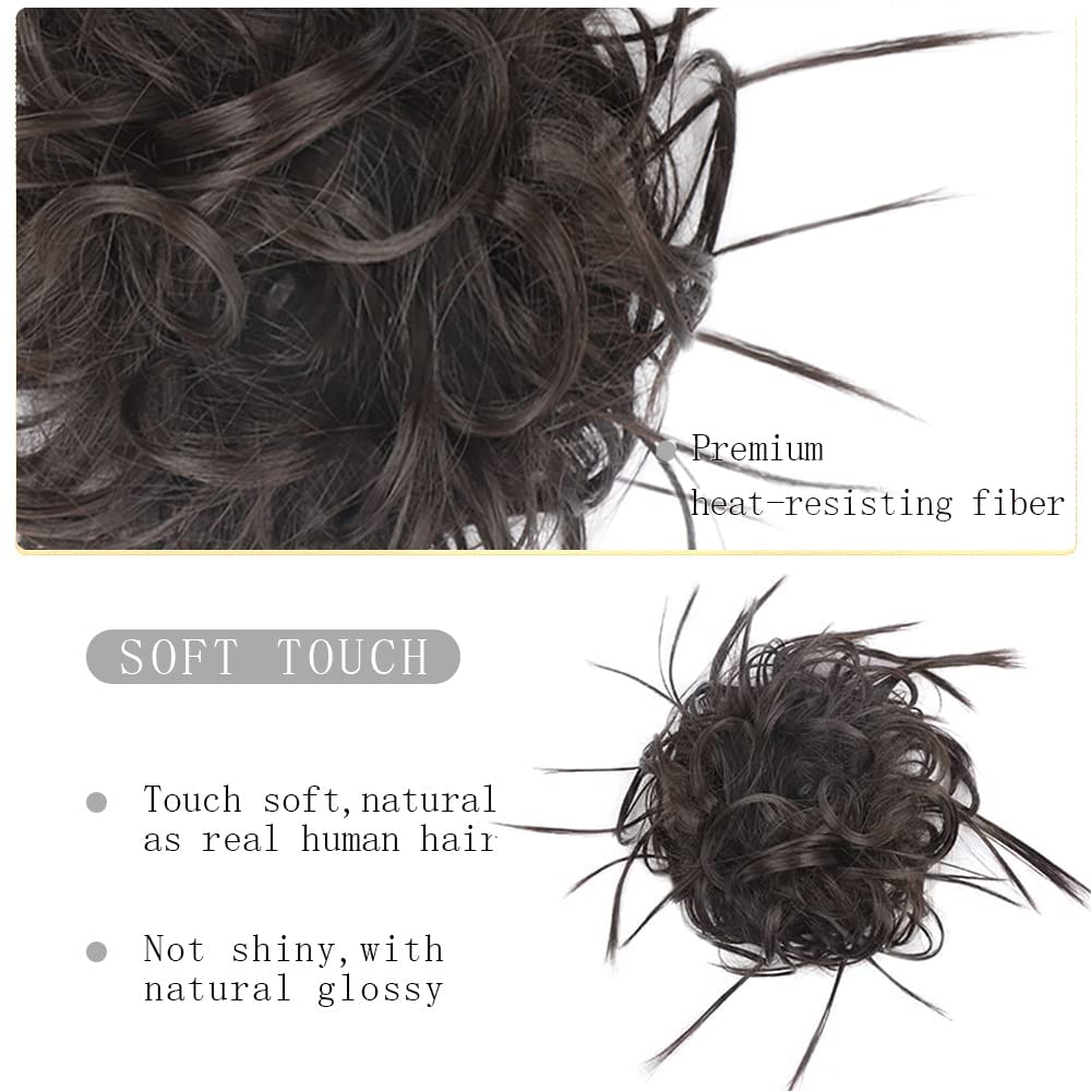 HMD Tousled Updo Messy Bun Hair Piece Hair Extension Ponytail With Elastic Rubber Band Updo Extensions Hairpiece Synthetic Hair Extensions Scrunchies Ponytail Hairpieces for Women
