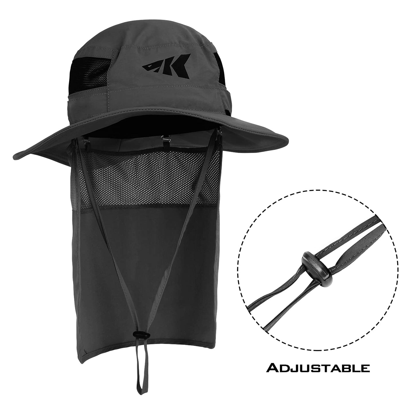 KastKing UPF 50 Boonie Hat Fishing Hat with Removable Neck Flap Sun Hats,Gray