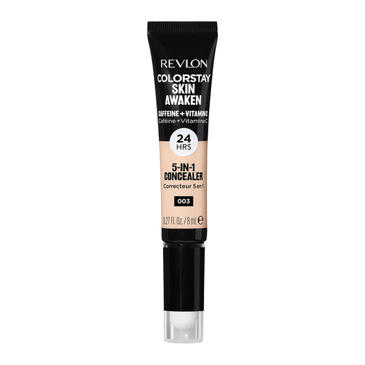 Revlon ColorStay Skin Awaken 5-in-1 Concealer, Lightweight, Creamy Longlasting Face Makeup with Caffeine & Vitamin C, For Imperfections, Dark Circles & Redness, 003 Cool Ivory, 0.27 Fl Oz