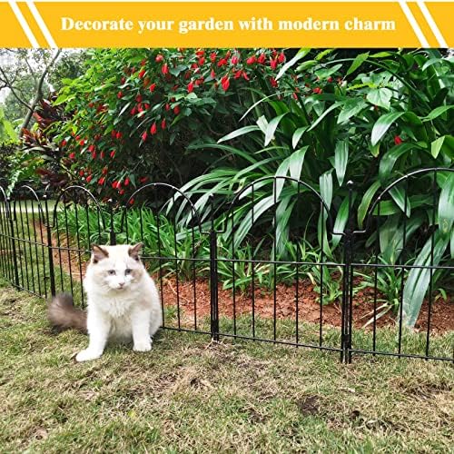 Garden Fence, 22 in(H) x 27.5 ft(L) Arched Rustproof Metal No Dig Fence Garden Fence Border,Ground Stake Animal Barrier Fence for Rabbit Dog, Outdoor Landscape Decor for Yard & Patio,25 Pack