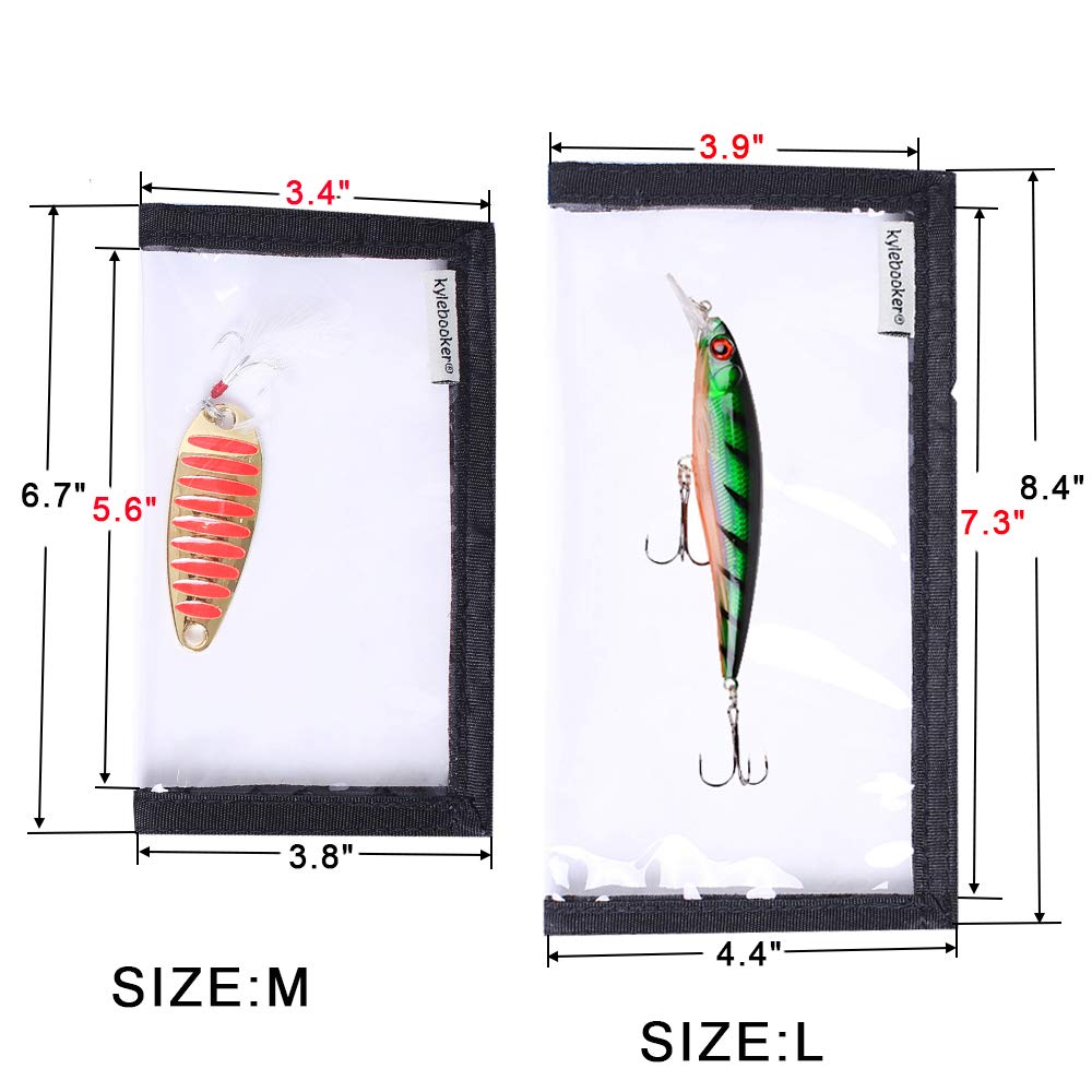 Kylebooker 4 Packs Fishing Lure Wraps Clear PVC Protective Covers (4 Pack, Medium (5.67“x 3.38”),Black)