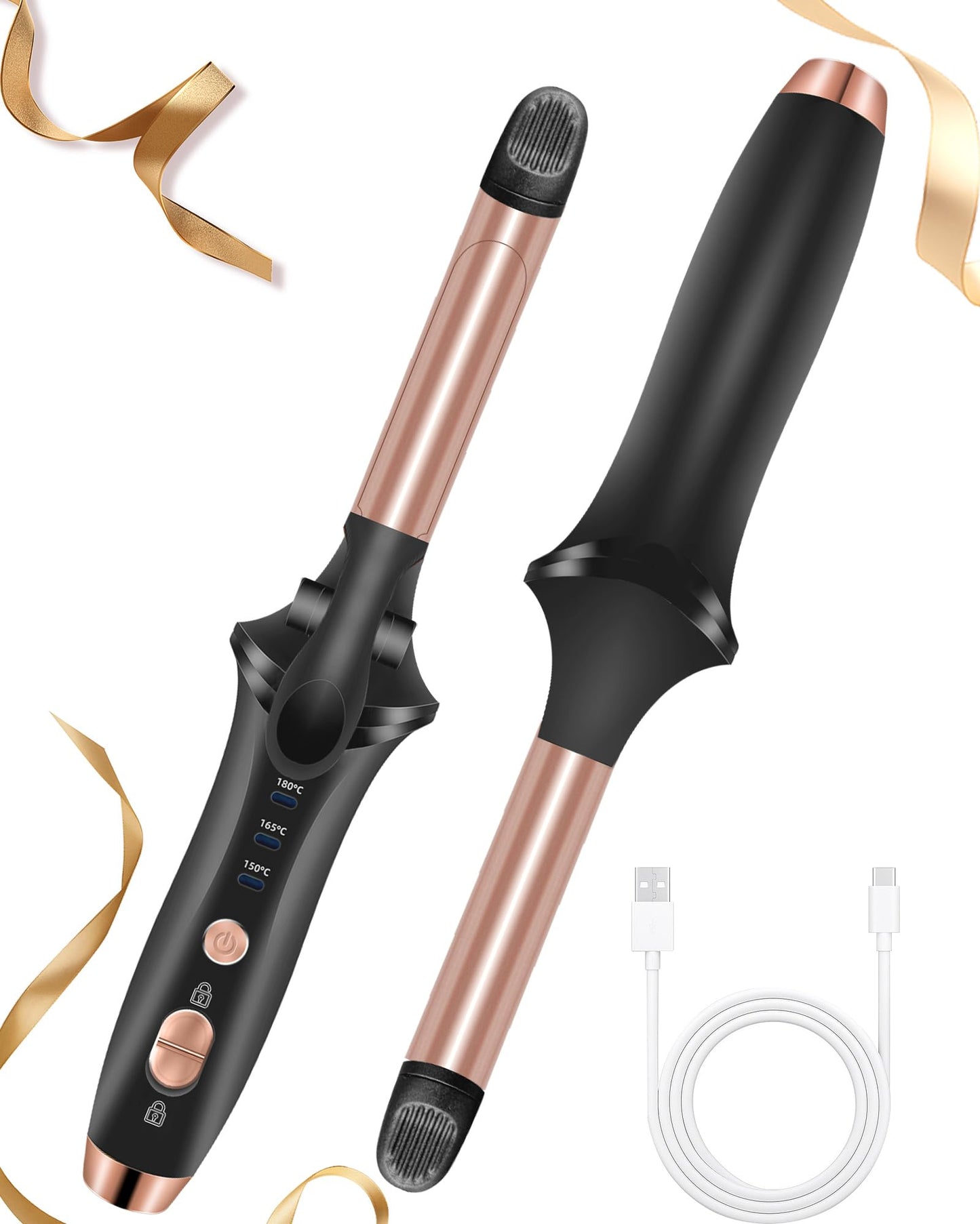 Cordless Curling Iron,4000 mAh USB Rechargeable Mini Travel Curling Iron,2 in 1 Hair Straightener and Curler,3 Temp SettingCordless Hair Curler
