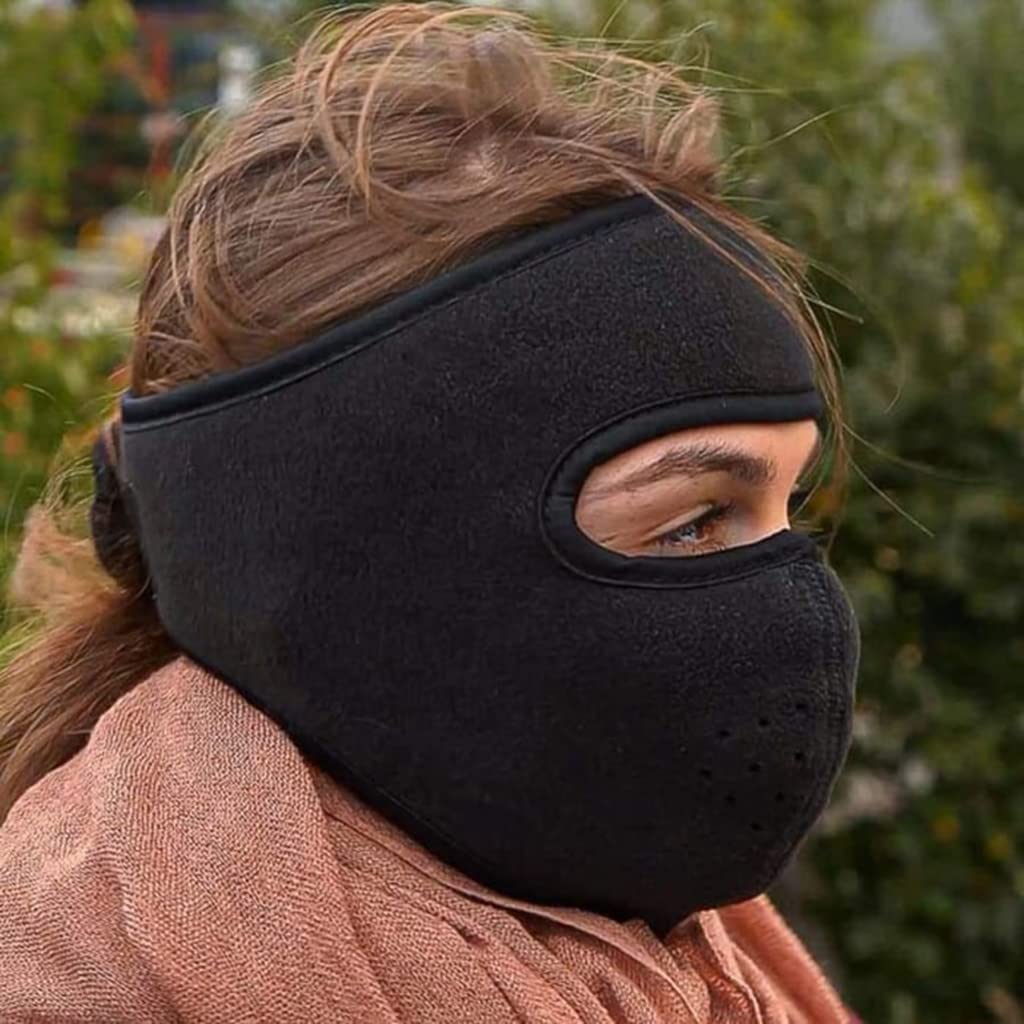 Winter Fleece Mask Warm Mask Men Women, Full Cover Face Mask Winter Bicycle Windproof Mask Breathable Face Mask (Black,One Size)