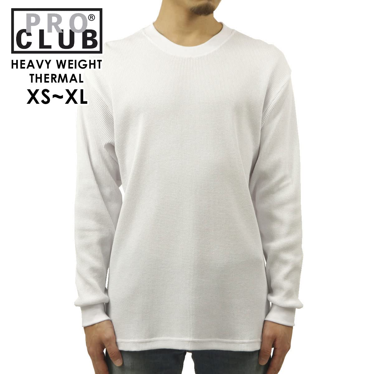Pro Club Men's Heavyweight Cotton Long Sleeve Thermal Top, Medium, White